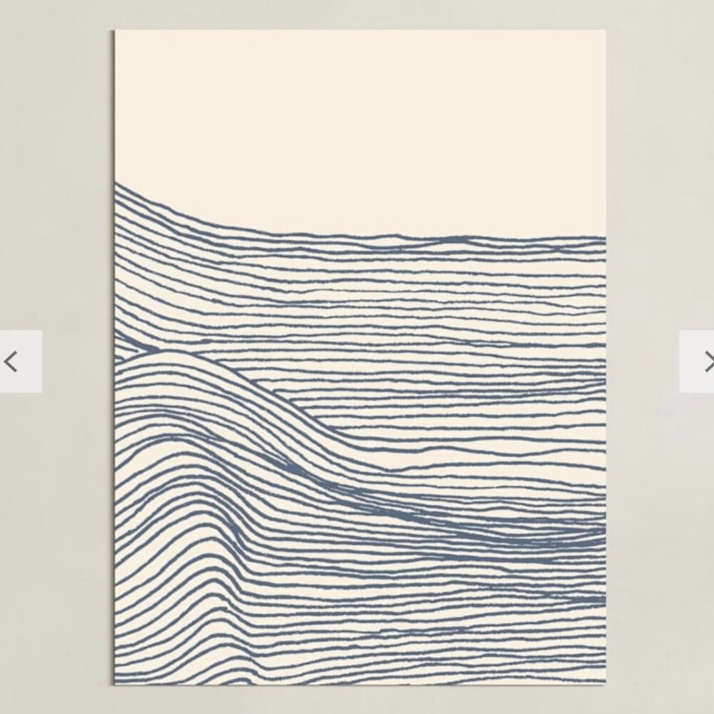 NEW! Blue & Cream Minted Art Rolling Waves (4 Available) 30x40 Print